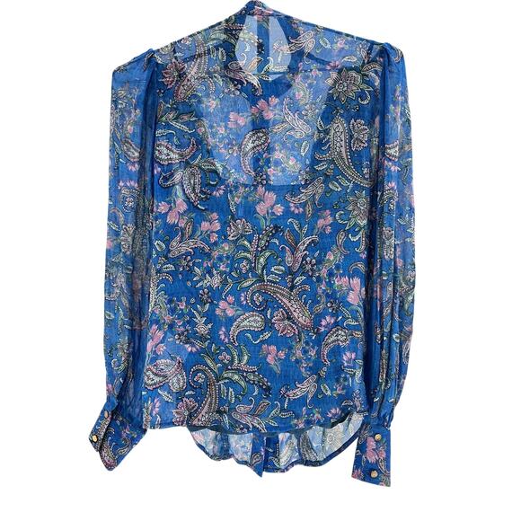 Hemant And Nandita Sheer Cobalt Blue Amyra Blouse Size XXS - Picture 3 of 4